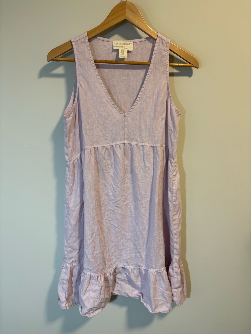 Cynthia Rowley 100% Linen Lilac Sundress Ruffle Hem Sleeveless XS